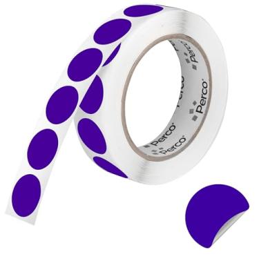 Imagem de Perco Etiquetas adesivas redondas roxas de 2,5 cm com adesivo removível – 1.000 etiquetas por rolo – Versáteis, cores vibrantes, retenção confiável, sem resíduos, perfuradas para uso conveniente