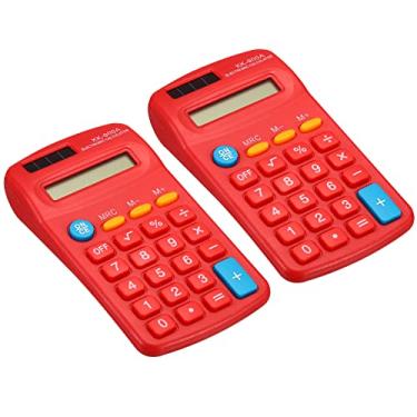 Imagem de PATIKIL Calculadora básica, pacote com 2 calculadoras de tela LCD de 8 dígitos, calculadora de mesa pequena com 4 funções, calculadora portátil alimentada por bateria para escritório em casa, vermelha