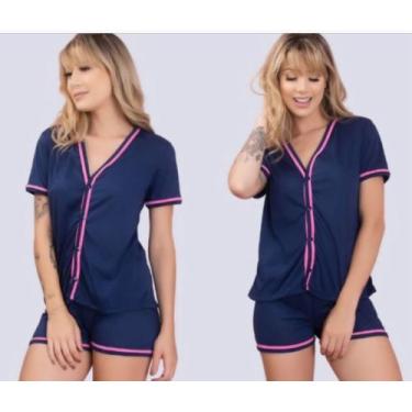 Imagem de Pijama americano botao blogueirinha curto - JSLL MODA FEMININA, Multic