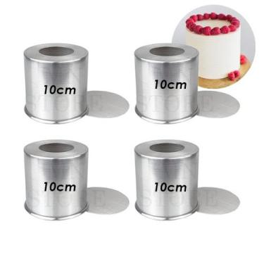 Imagem de Kit 4 Forma Fundo Falso Assadeira 10x10 Removível Alumínio - MN Utilid
