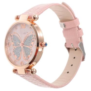 Imagem de Relógio de pulso feminino: relógio analógico Q-uartz com mostrador borboletas para mulheres, rosa, 24X4X0.9CM, Centímetros