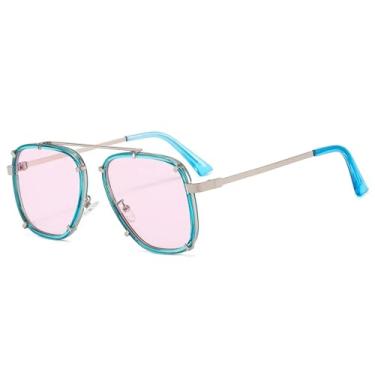 Imagem de JRLLFD Óculos de sol vintage femininos, óculos escuros masculinos, retrô, gradiente, fashion, driver uv400 (azul rosa)