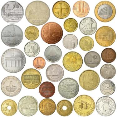 Imagem de Coleção de moedas inovadoras de edifícios históricos - faróis, portos, moinhos de vento, arranha-céus, aeroportos, casas, portões, monumentos, bancos, teatros - 20 moedas de fantasia