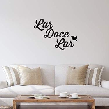 Imagem de Adesivo de Parede Frase Lar Doce Lar Preto para Sala 55x77cm