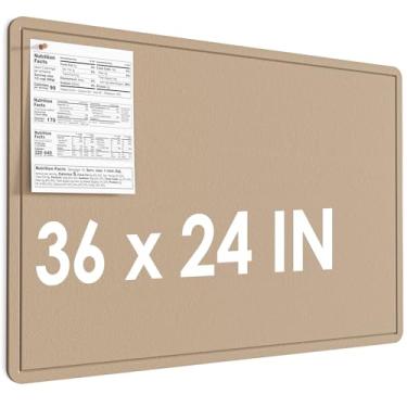 Imagem de MaxGear Quadro de avisos grande 91 cm x 61 cm, placa de feltro dobrável, placa de visão, placa de cortiça para escritório, casa, escola, quadros de pinos pequenos para paredes, placa decorativa bege