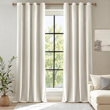 Imagem de ANRODUO Cortinas de veludo branco marfim de 262 cm de comprimento, blecaute, isolamento térmico, à prova de som, cortinas de escurecimento de quarto, cortinas de janela com ilhós para quarto, sala de