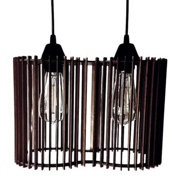 Imagem de Luminária Pendente América Modelo Ripado Preta