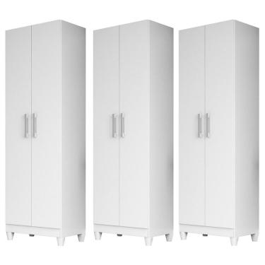 Imagem de Kit 3 Armários Multiuso Organizador 2 Portas Astrid M07 Branco - Mpozenato