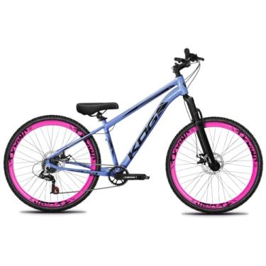 Imagem de Bicicleta Aro 26 KOG 1x7 Freeride – Bike para Grau, Freeride Urbano, Suspensão 80mm, Freios a Disco, 7 Velocidades, Azul Zimbro, Adesivo Preto,Vmaxx Rosa