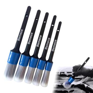 Imagem de homfanseec 5 peças de escovas de detalhes de carro de tamanhos diferentes, escovas de limpeza de interiores de carro macias que não arranham para limpar rodas, interior, exterior, claraboia, couro