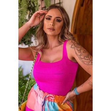 Imagem de Cropped Tricot Modal Listras Relevo F081 - Vitrine Colleciton, U, Azul