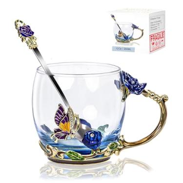 Imagem de Xícara de chá de flor, margarida borboleta caneca de café chique com colher, caixa de presente para sua mãe, esposa, avó, meninas, amigas, dia dos namorados, Natal, aniversário, ideia de presente para