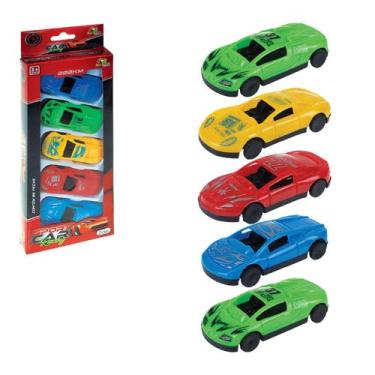 Imagem de Kit 05 Carrinhos Sportes Car Racing MINI - Roda Livre - Corrida Cor Va