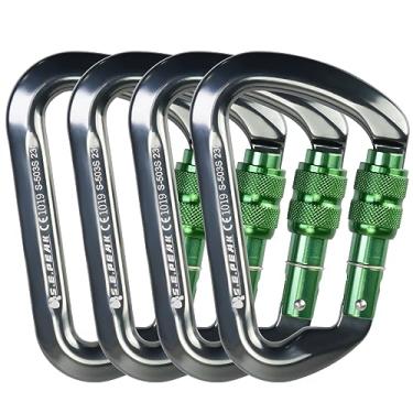 Imagem de S.E.PEAK Mosquetão De Escalada Com Trava Sepeak Uiaa Ce 30Kn, Clipe Parafuso Profissional Resistente Para Ao Ar Livre, Montanhismo, Rapel, Camping, Caminhada, Balanço, Gancho Grande D/6744 Lb, 4 Peç