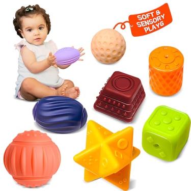 Imagem de ROHSCE Brinquedos Montessori - 8 Bolas Sensoriais Para Bebês, Textura Macia, Massagem Bebês De 1 A 3 Anos, Conjunto Presente Meses, Sem Bpa, 6 12 Anos