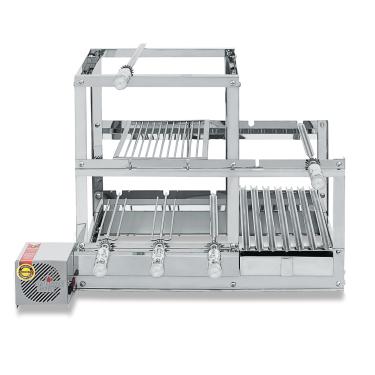 Imagem de Churrasqueira Especial Inox Multifunções 71cm - 3 Andares + 5 Espetos Rotativos + Grelha Parrilha + Grelha Uruguaia