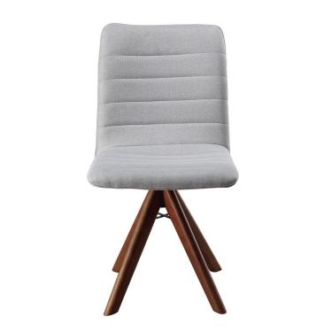 Imagem de Cadeira Giratória Com Assento Estofado E Base Em Madeira Maciça – Chanel Exclusiva Linho Alumínio