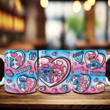 Imagem de Caneca Xícara Personalizada Lilo e Stitch Disney Efeito 3D - Porcelana