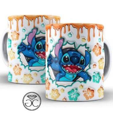 Imagem de Caneca Xícara Personalizada Lilo e Stitch Disney Efeito 3D - Porcelana