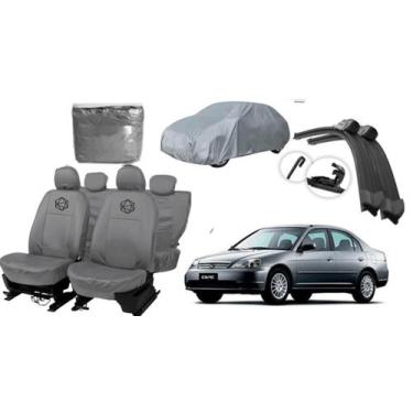 Imagem de Kit capa couro Civic + capa sol + limpador brinde - ferro tech br