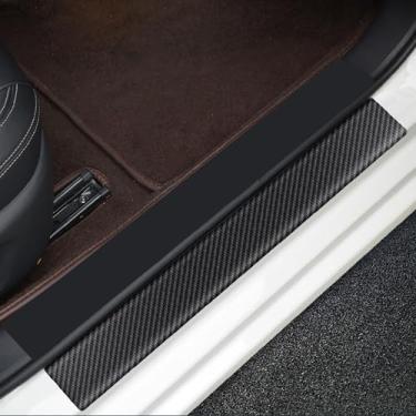 Imagem de Protetor de soleira de porta de carro para Silverado: protetor de entrada de porta acessórios de placa de proteção de peitoril de fibra de carbono adesivo anti-arranhões para Chvey Silverado 1500 2500