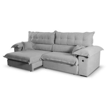 Imagem de Sofá 5 Lugares Retrátil e Reclinável com USB Absoluto Linho Cinza