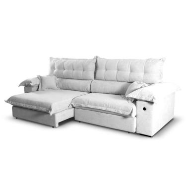 Imagem de Sofá 5 Lugares Retrátil e Reclinável com USB Absoluto Linho Off White
