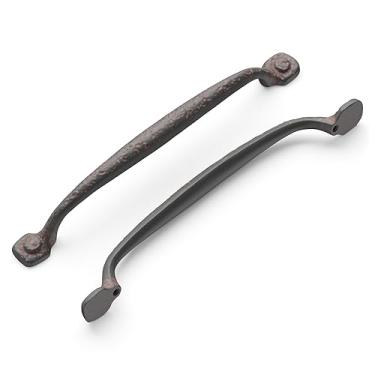 Imagem de Hickory Hardware Puxadores de armário refinados rústicos, puxadores de cozinha para armários e gavetas e ferragens de banheiro, 18 cm de centro a centro, ferro rústico, 1 pacote