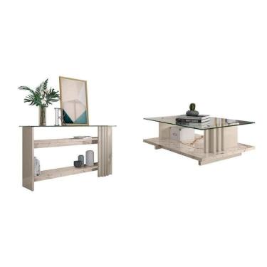 Imagem de Conjunto Aparador e Mesa de Centro Frizz Calacata/Off White