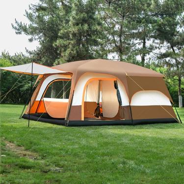 Imagem de Tenda De Acampamento Impermeável Instantânea Para 4-6 Pessoas, Tendas De Cabana Familiar, 2 Quartos, Tendas Portáteis Com Rainfly Removível, Automática Para Caminhadas E Montanhismo