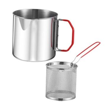 Imagem de WeiLaiKeQi Fritadeira com cesto coador, frigideira multifuncional, utensílios de cozinha, acessórios de cozinha resistentes para uso doméstico, aço inoxidável, Style B Basket