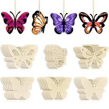 Imagem de woodounai 36 Peças De Recortes Borboletas Madeira Inacabados Para Pintar, Enfeite Recorte Em Branco Faça Você Mesmo Artesanato, Decorações Penduradas Festas Primavera