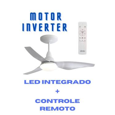 Imagem de Ventilador De Teto Aliseu Taurus Branco - Bivolt Com Motor Inverter, Led Integrado, Diâmetro De 81Cm