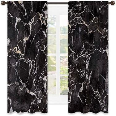 Imagem de Cortinas blecaute de mármore para quarto - Cortinas escurecidas com isolamento térmico para sala de estar, L 132 x C 137 cm