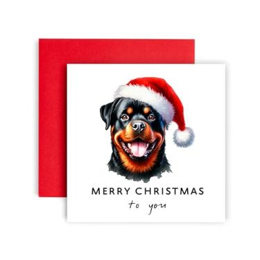 Imagem de Huxters Cartão de Natal do cão – Rottweiler – Feliz Natal para mãe e pai de cachorro – Cartão de Natal do cão para amigos Família Primeiro Natal (Rottweiler)
