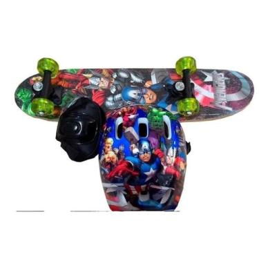Imagem de Skate Infantil Vingadores Capacete E Joalheira  - scotter