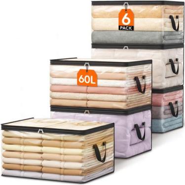 Imagem de Sacos de armazenamento de roupas Lifewit 60L Plastic Clear, pacote com