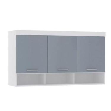 Imagem de Guarda-roupa Modulado 145cm Aéreo 3 Portas Alpes Luciane, Branco/Grey 