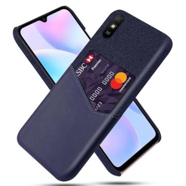 Imagem de Capa para Xiaomi Redmi 9A,Tela e tampa de couro PU,Antideslizante,360°cobertura completa à prova de choque com 1 slot de cartão atrás,Prevenção de queda-Blue