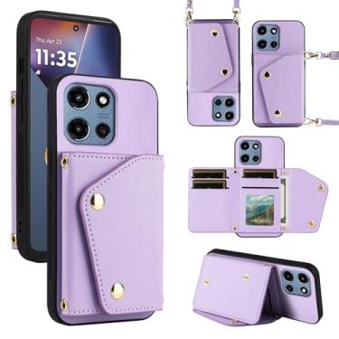 Imagem de Dibosom Capa carteira de luxo para Motorola Moto G 5G 2025 com 5 compartimentos para cartão fina e alça de ombro, suporte de cartão de crédito de couro PU acessórios capa de celular para G5G 5 G G5