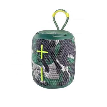 Imagem de Caixa de Som Bluetooth Portátil, 7W, À Prova D'água, com LED, Entrada USB/Cartão de Memória/Auxiliar, Bateria 1200mAh (Camuflado)