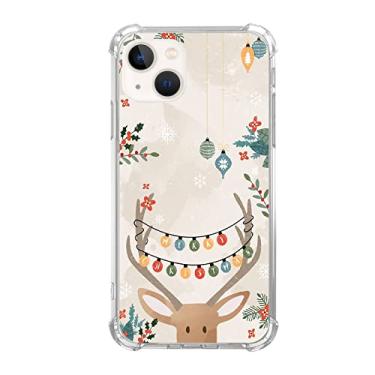 Imagem de Fisgerod Capa de telefone de rena de Natal para iPhone 15, linda capa de rena do Papai Noel de Natal para meninas meninos mulheres homens, capa protetora de TPU moderna exclusiva para iPhone 15