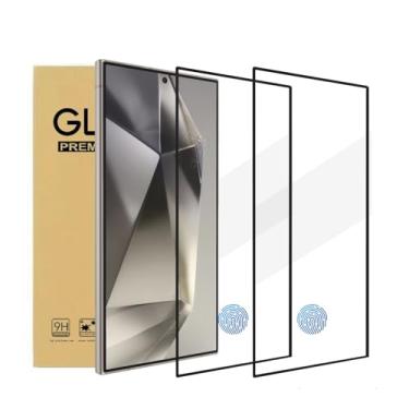 Imagem de Pacote com 2 protetores de tela projetados para Samsung Galaxy S24 Ultra, vidro temperado, sem bolhas, fácil instalação