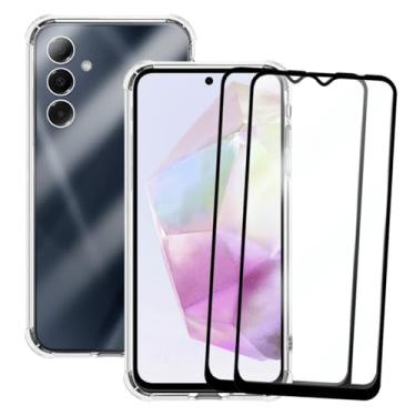 Imagem de Kit Capa Capinha Anti-Impacto Premium Transparente + 2 Películas de Vidro 3D para Samsung Galaxy A35