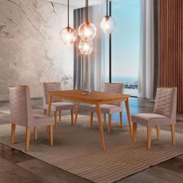 Imagem de Mesa de Jantar Copper 120cm Tampo Canto MDF com 4 Cadeiras Safira Mode