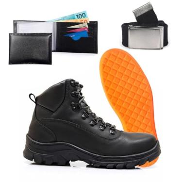 Imagem de Kit Bota Adventure Masculina Com Carteira Cinto Palilha Gel Trilha Tracking Confortavel Resistente (Preto, BR, Adulto, Numérico, 37)