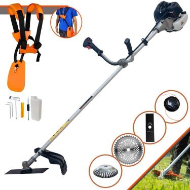 Imagem de Roçadeira Lateral Anmax CG430B À Gasolina 43cc 1,7HP Multifuncional Com Carretel e Faca 2 Pontas + EXTRA Faca 40 Dentes e Escova de Aço Circular