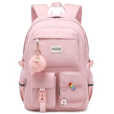 Imagem de Mochila Abshoo Big Student Laptop para universitárias rosa