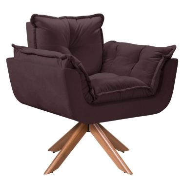 Imagem de Poltrona Opalla Giratória Madeira Suede D Salla