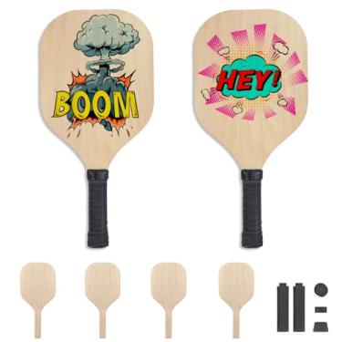 Imagem de Pacote com 6 pás de pickleball em branco de sublimação, 18,5 cm x 39,4 cm de madeira compensada para impressão dupla face para esportes ao ar livre casual em quadra